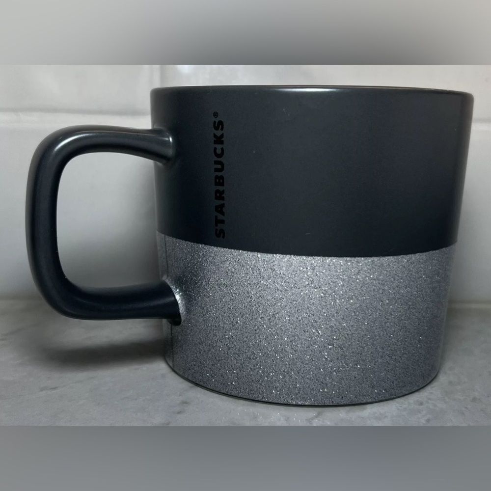 Starbucks Gray Silver Glitter Stars Holiday 12oz Ceramic Coffee Mug Cup 2018